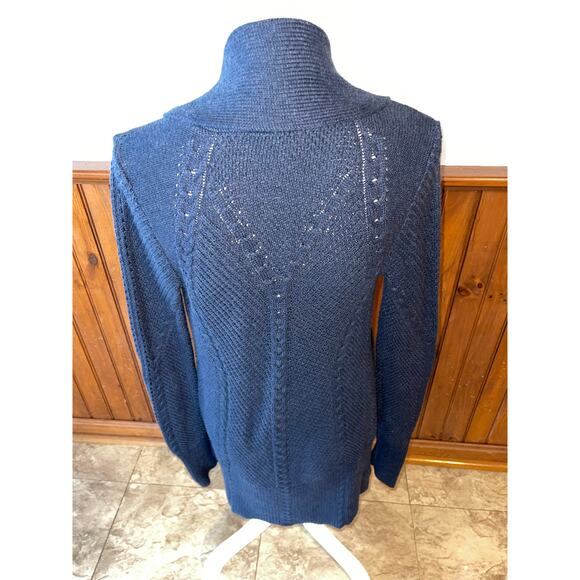 Womens Cabi Navy Blue Countryside Cable Knit Open Front Cardigan Sweater Size XS - Picture 6 of 10